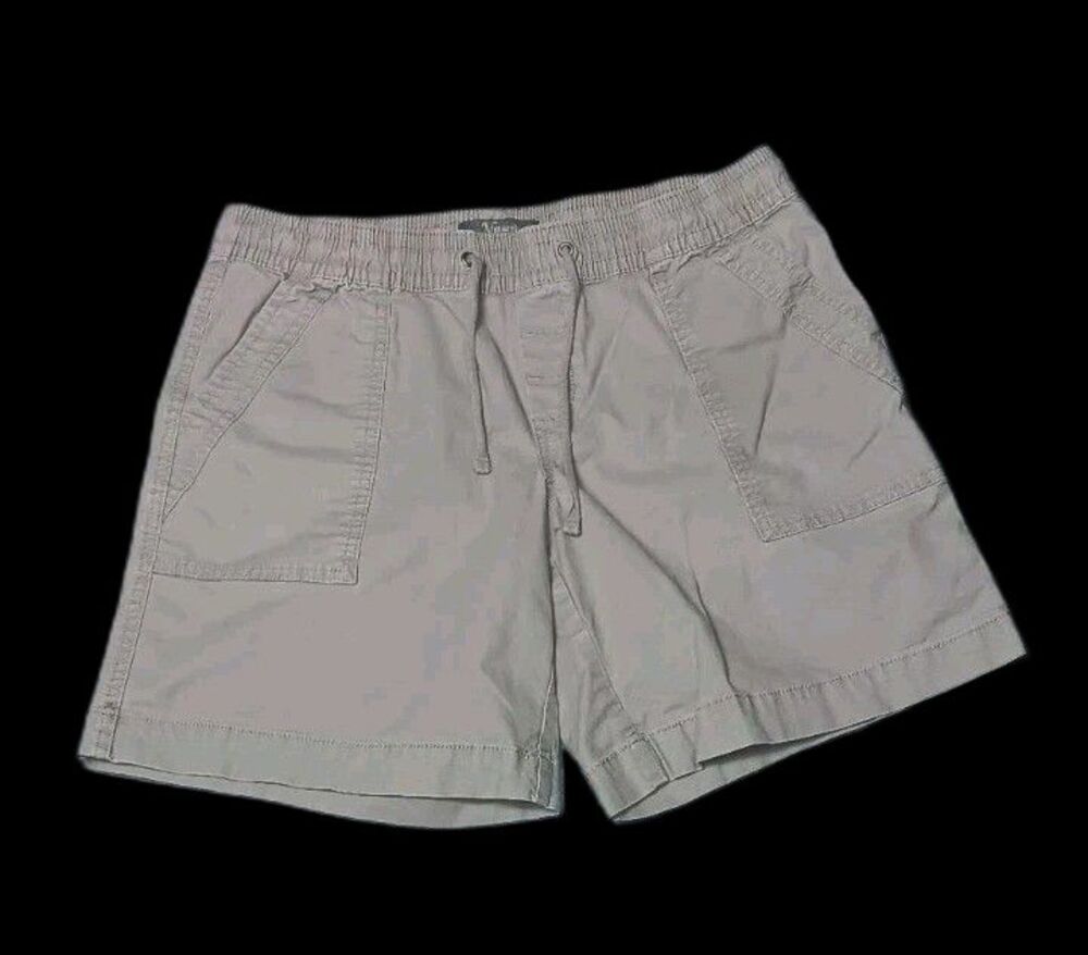 Natural Reflections Pull On Utility Shorts Womens Medium Gray Drawstring Hiking
